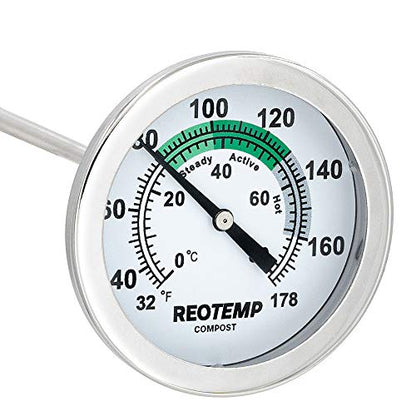 K83B1 12 Inch Soil & Compost Thermometer with Digital Composting Guide, 32-178 Fahrenheit and Celsius