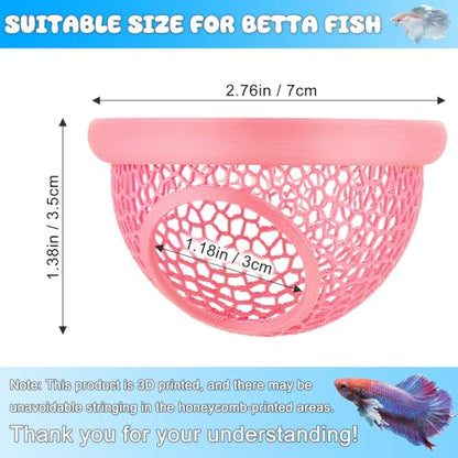 Pink Floating Betta Hide & Shrimp Cave – 3D Printed Aquarium Hammock, Feeding Ring & Resting Spot for Betta Fish, Shrimp & Small Fish (Eco-Safe PLA) - color: Pink