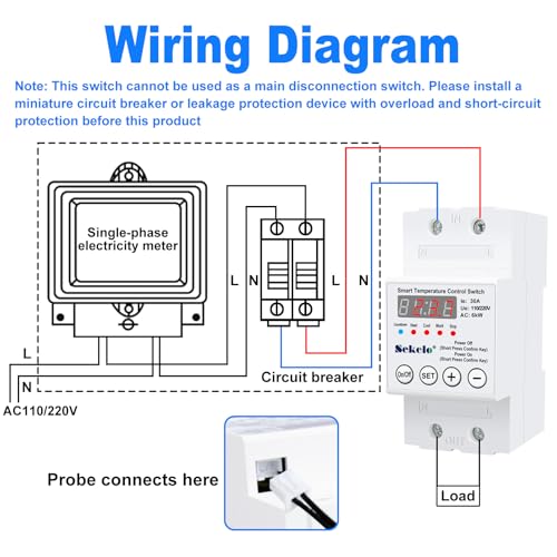 High-Power Temperature Control Switch, 63A 110V/220V Digital Thermostat | -40°C To 140°C Range, Real-Time LCD Display, Heating Cooling Control, Rail-Mounted, for Greenhouses, Aquaculture,Boilers