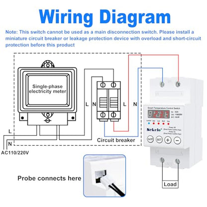 High-Power Temperature Control Switch, 63A 110V/220V Digital Thermostat | -40°C To 140°C Range, Real-Time LCD Display, Heating Cooling Control, Rail-Mounted, for Greenhouses, Aquaculture,Boilers