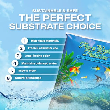 Pure Water Pebbles Carolina Aquarium Gravel - 2 lbs - Non-Toxic, Colorfast, Vibrant Substrate for Aquariums, Terrariums, Ponds & Crafts