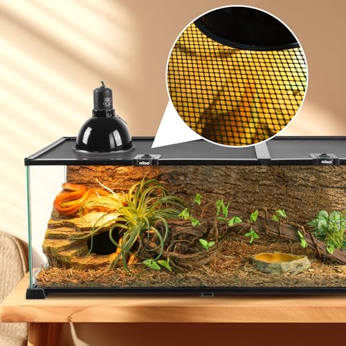 20 Gallon Reptile Tank, 30" x 12"x 12" Glass Terrarium Top Feeding & Dual Sliding Door Screen Ventilation with Easy Clean PVC Tray for Reptile Snake Hamster Small Animals