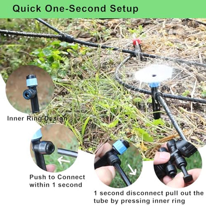 250FT Drip Irrigation Kit – 2026 New Quick-Connect Micro Irrigation System with 1/4'' 1/2'' Tubing, Locking Nozzle Emitters, Adjustable Misting Sprayers for Gardens, Lawns,Raised Beds and Greenhouses - size: 247FT (47FT 1/2 Inch+200FT 1/4 Inch）
