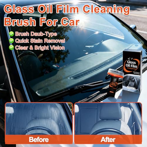 Glass Oil Film Remover for Car, Hand-Held Glass Emulsion Cleaner, Glass Cleaner Automotive Oil Film Cleaning Brush for Car Windows, Windshield and Mirrors, Improve Driving Visibility