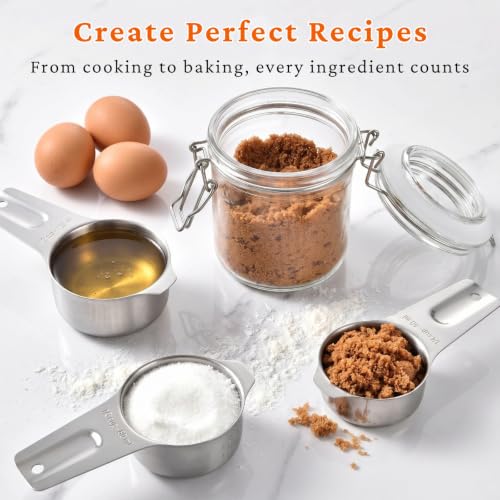 30PCS Measuring Cups and Spoons Set, 7 Nesting Measuring Cups, 18 Measuring Spoons and 5 Mini Spoons, Stainless Steel Kitchen Measuring Set for Dry and Liquid Ingredients, Perfect for Cooking & Baking - size: 30PCS Set