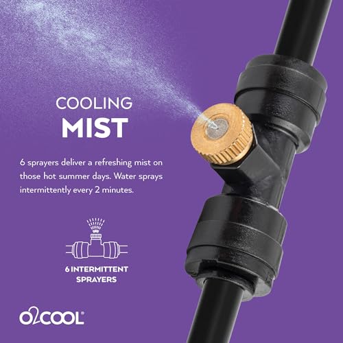 O2COOL Rechargeable 25ft Outdoor Misting Rope with 6 Nozzles for Patio | NO Water Hose or Power Source Needed, For Outside Patio or Reptiles