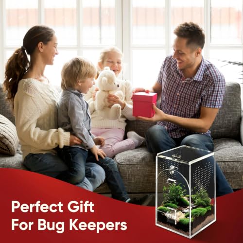 Set of 2 Jumping Spider Enclosure, No Assembly Required | 0.8~1mm Micro-Vent Acrylic Terrarium, Prevents Fruit Flies Escaping, Arboreal Habitat for Praying Mantis and Small Insects - size: 1mm