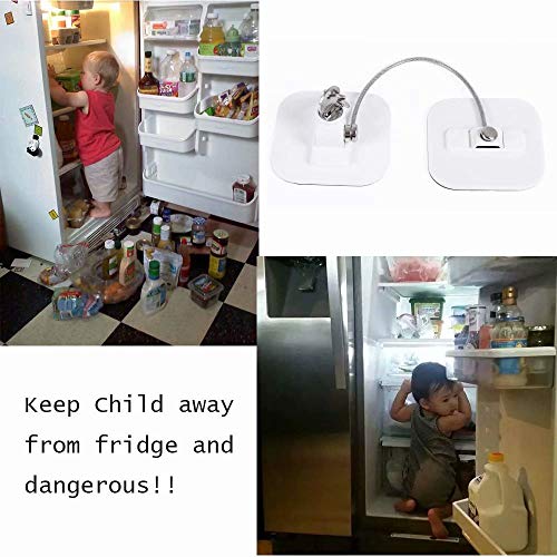 Locks for Refrigerator,2 Pack Fridge Lock with Keys,Lock for a Fridge,White Refrigerator Lock