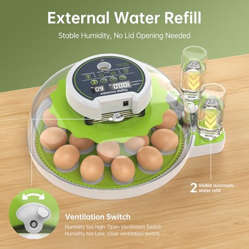 Egg Incubator with Automatic Egg Turning and Humidity Control, 18 Eggs Incubators for Hatching Eggs Chicken Quail Ducks Goose Parrot for Home Lab Farm Classroom