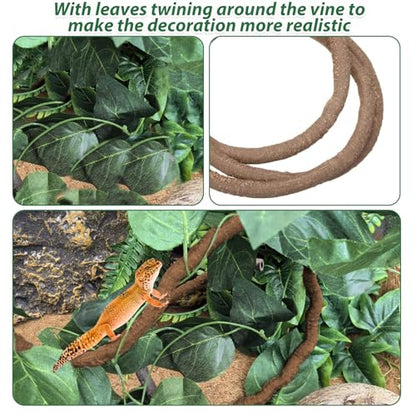 PINVNBY 7 PCS Reptile Plants Vine, Terrarium Hanging Flexible Climbing Artificial Leaves Reptile Hide, Bearded Dragon Tank Accessories, Terrarium Decor for Leopard Gecko Lizard Snake Geckos Chameleon - size: 7PCS