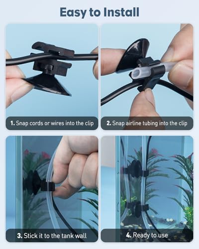 Pawfly 30 Pack Aquarium Suction Cups, Fish Tank Suction Cup Clips for Standard 3/16" ID Airline Tubing, Wire & Power Cord, Small Fish Hose Holder, Air Pump Accessories, Black