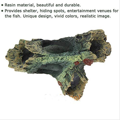 Tfwadmx Decaying Trunk Aquarium Ornament, Betta Fish Hideout - Small Resin Aquarium Decoration Log with Holes & Caves - size: Style 1 (2 PCS)