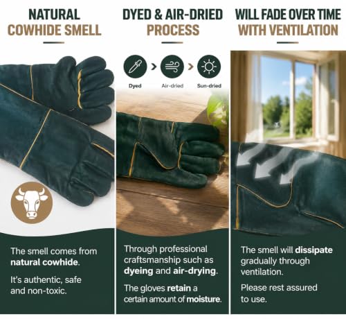 Animal Handling Gloves - 60CM Durable Bite & Scratch Resistant Gloves for Bathing, Grooming, Welding, Handling Dogs, Cats, Birds, Snakes, Parrots, Lizards, Reptiles