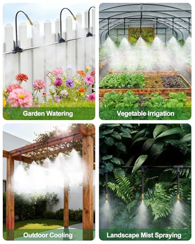 Drip Irrigation System 200FT 5/16", 2026-Upgrade Garden Sprinkler Kit with 32PCS 360° Adjustable Copper Nozzles, Automatic Misting Watering System for Raised Beds, Greenhouse, Lawn, Patio, Yard - size: 200FT