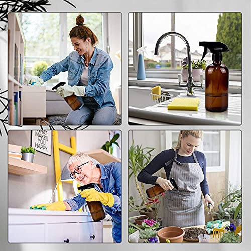 Worldgsb Glass Spray Bottles, 16oz Amber Glass Spray Bottles with Labels & Adjustable Nozzle, Reusable Containers for Cleaning, BBQ, Food, Plants, Alcohol, Essential Oils(3 Pack) - color: Amber, style: 3 Pack