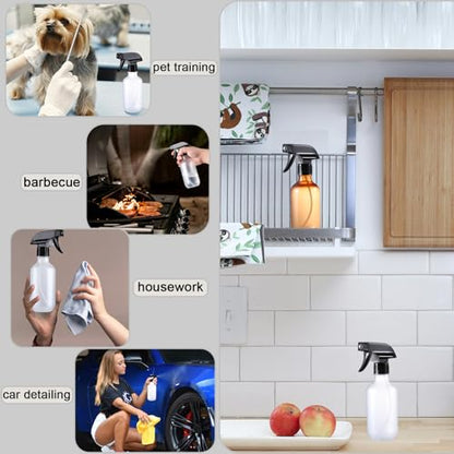 Spray Bottles 2 Pack 10 oz Refillable Plastic Squirt Bottle for Liquid | Fine Mist Water Spray Bottle with Adjustable Stream Nozzle BPA-free Spray Bottle for Hair, Plant, Cleaning, Pet Training - color: Frosted & Amber