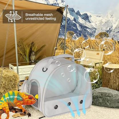 Ventilation Lizard Carrier for Bearded Dragon,Guinea Pig Carrier,Guinea Pig Carrier for 2,Reptile Travel Carrier for Lizards Sugar Glider Hedgehog Rat Parrot Birds,Airline Approved - color: Grey