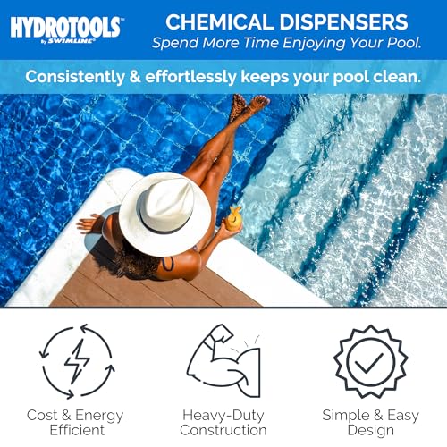 SWIMLINE HYDROTOOLS 87273 Flamingo Large Capacity Pool & Spa Chemical Dispenser | Compatible With Bromine & Chlorine Supports 1-3’’ Tablets | Adjustable For Customizable Flow Rate | Cost Effective - color: Flamingo