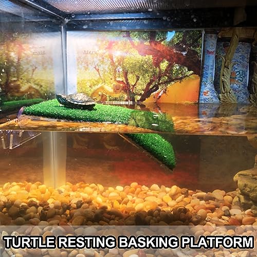 2 Pcs Hermit Crab Climbing Toys Simulation Grass Turtle Ramp Climb Ladder | HermitCrab Cage Accessory for Aquarium Terrarium Habitat Supplies Reptile Basking Platform for Amphibian Frogs Birds Tortoise