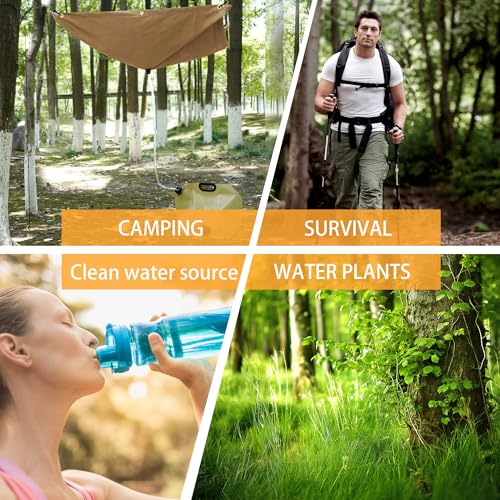 Tredre Hanging Rainwater Collection Kit: 5x5FT Waterproof Tarp & 2.2 Gal Foldable Water Tank | Portable Water Storage for Camping, Hiking, Emergency Survival | Garden, Off-Grid Use