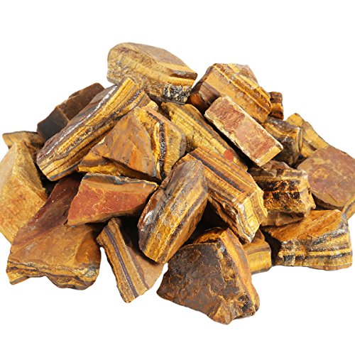 SUNYIK 1LB Natural Raw Tiger's Eye Stones Rock for Tumbling Cabbing | Irregular Healing Crystal Rock Stones for Aquarium, Terrarium Fish Tank, Fountain Rocks, Jewelry Making, Rock Collections - color: Tiger's Eye Stone(0.8"-1.5")