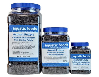 Axolotl Blackworm Pellets. 3mm-1/8 Sinking California Blackworm Medium Pellets for Medium/Large Axolotl, Frogs, Shrimp, Salamanders, Newts, Snails…11oz Jar - size: 11 Ounce (Pack of 1)