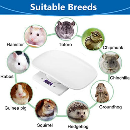 Ferrets Digital Pet Scale Precision LCD Display Small Animal Weight Scale with Removable Tray for Kitten, Rabbit, Guinea Pig, Hedgehog, Hamster, Chick, New Born Pets (White)
