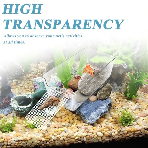 2 Pack Hermit Crab Water Tank, Hermit Crab Cage Accessories with Climbing Ramp Hermit Crab Aquarium Salt Water Pool for Small or Medium Hermit Crab Habitat Home – Transparent (Large) - size: Large