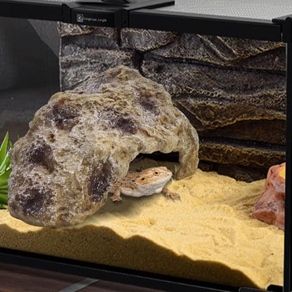 Hamiledyi Reptile Rock Hide Cave Reptile Hide Leopard Gecko Hide Bearded Dragon Hideout Terrarium Habitat Decor Reptile Hideout for Snake Lizard Gecko Turtle Hermit Crab Frog (M) - style: M : 8.46''×5.91''×4.72''