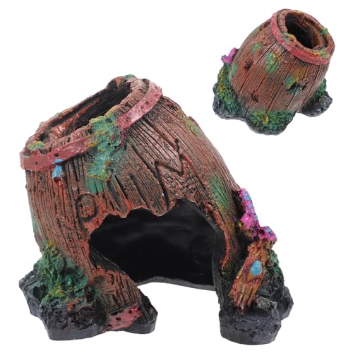 Resin Lizard Hideout and Reptile Hide Cave Decorative Habitat Shelter for Terrarium, Slant Barrel Design Reptile Tank Decor for Lizards, Turtles, and Amphibians