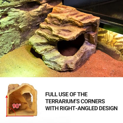 Resin Reptile Hideout Cave Reptile Habitat Tank Decor Terrarium Accessories for Bearded Dragon Leopard Gecko Lizards Turtle - size: Small