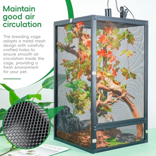 33 Gal Foldable Reptile Terrarium for Gecko & Dragon | detachable & foldable design for portability. High airflow mesh. Fits crested geckos, chameleons & dragons - size: 26x17x17 Inch