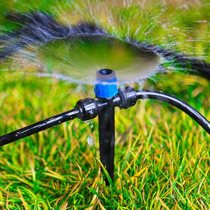 Push-to-Fit Drip Irrigation Vortex Emitters for 1/4" Drip Irrigation Tubing, 20 Pcs Adjustable 360 Degree Water Flow Fan Shape Drippers with Stake in-Line Drip System Emitter - size: Push-to-fit Vortex Emitters - 20 Pieces