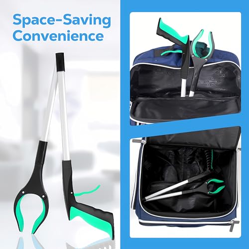 Grabber Reacher Tool - 32” Extra Long Foldable Gripper and Reaching Tool - Heavy Duty Pick Up Stick Grabbers for Seniors, Trash, Surgery Recovery Must Haves Gifts (Green) - color: Green