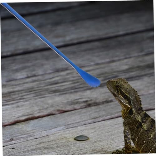Happyyami 2pcs Reptile Accessories Small Animal Feeding Spoon Strong Handle for Pet Food Easy to Carry - color: Blue