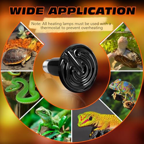 100W Ceramic Heat Emitter E26 Base Ceramic Heat Bulb Ceramic | Heat Lamp for Reptiles No Light Heat Lamp for Amphibian Pet Brooder Coop Lizard Turtle Snake Terrarium - style: 100 Watts