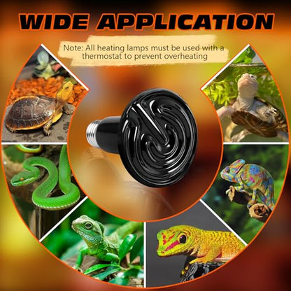100W Ceramic Heat Emitter E26 Base Ceramic Heat Bulb Ceramic | Heat Lamp for Reptiles No Light Heat Lamp for Amphibian Pet Brooder Coop Lizard Turtle Snake Terrarium - style: 100 Watts