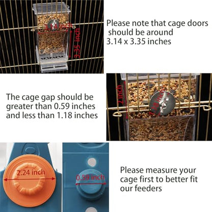 No Mess Bird Feeder Water Dispenser Set Acrylic Automatic Parrot Feeder | Transparent Parrot Food Container Drinker Cage Accessories for Small Birds Canary Finch (Dark green, 1) - color: Dark green
