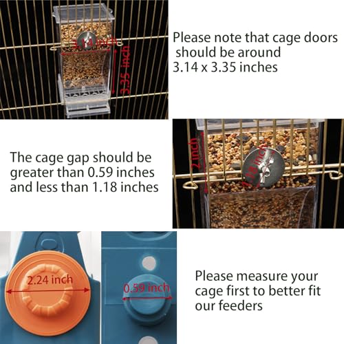 Automatic No Mess Bird Cage Feeder Acrylic Transparent Parrot Feeders | 2Pack Parakeet Food Container Cage Accessories for Small and Medium Lovebirds Canary Cockatoo Cockatiel Finch - color: Transparent