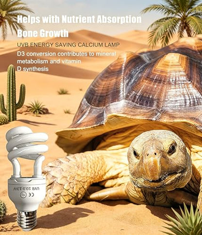 2-Pack E26 Reptile UVB Light Bulb 13W UVA UVB 10.0 | Compact Fluorescent Lamp for Bearded Dragon, Tortoise, Lizard, Suitable for Desert Reptile Vivarium Tank - size: 13W UVB 10.0