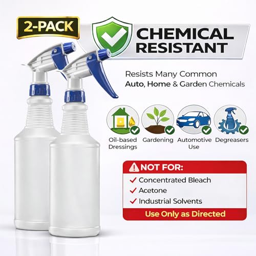 Bar5F Set of 2 Empty Spray Bottles, 16 oz | Premium, NBR Gasket, Superior Hydrocarbon Resistance, Ideal for Auto Detailing & Industrial Cleaning - size: Pack of 2