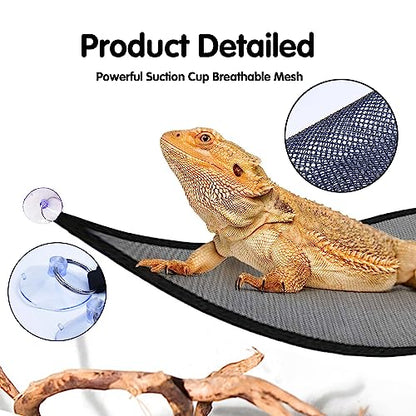 2PCS Bearded Dragon Hammock Reptile Hammock for Bearded Dragon Tank Accessories,Breathable Mesh Reptile Bed and Rest for Geckos Lizards,Snakes,Chameleon,Fish - size: 19*13*13inch