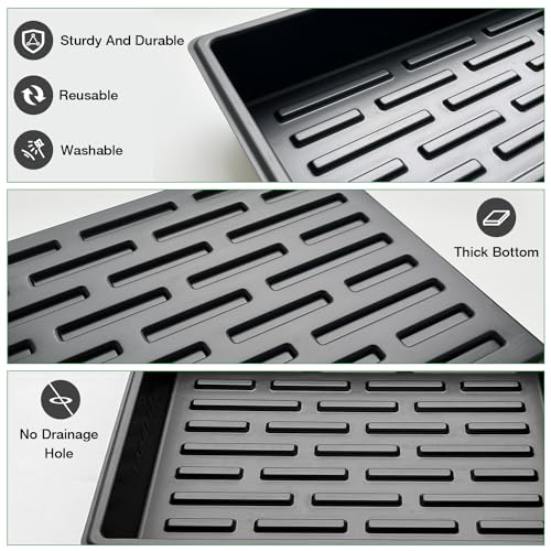 RooTrimmer Seed Starter Tray, 5 Packs Plant Tray, Durable Plastic Growing Trays, Stackable Seedling Starter Trays Perfect for Indoor, Outdoor, Greenhouses, 16.5" L x 13.2" W x 2.8" H - Black - size: 16.5" x 13.2" x 2.8" Trays - 5P