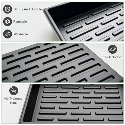 RooTrimmer Seed Starter Tray, 5 Packs Plant Tray, Durable Plastic Growing Trays, Stackable Seedling Starter Trays Perfect for Indoor, Outdoor, Greenhouses, 16.5" L x 13.2" W x 2.8" H - Black - size: 16.5" x 13.2" x 2.8" Trays - 5P
