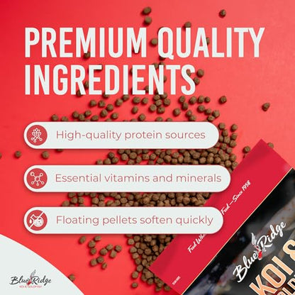 Blue Ridge Koi Fish Food 2lb - Koi Food Mini Growth Formula, Goldfish Food, Premium Fish Food for Ponds, Ponds Fish Food, Floating Pond Pellets - size: 2 Pound (Pack of 1)