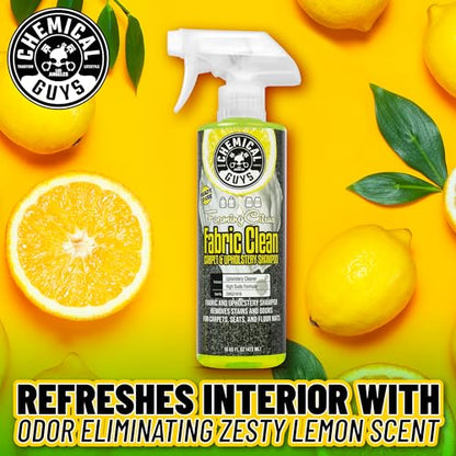 Chemical Guys, Citrus Fabric & Carpet Cleaner Spray with Brush Kit, 16 oz | With heavy duty nifty interior brush, citrus scent kit, fabric spray and interior brush combo kit, ready for immediate use - size: 16 Fl Oz + Brush