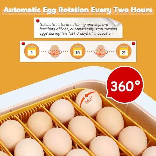 56 Egg Incubator for Hatching Eggs with Automatic Egg Turning White | Auto Humidification, Stable Temperature Control, Built-in Candler, View Window, Alert System for Lab School Farm - color: White