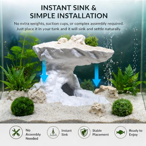 Aquarium Cave Tunnel Hideout,Vertical Tower Cliff Tower Fish Tank Cave Tunnel with Shelter, Heavy-Duty Aquarium Underground Cave Hideout for Fish, Reptiles, Shrimp, Bettas