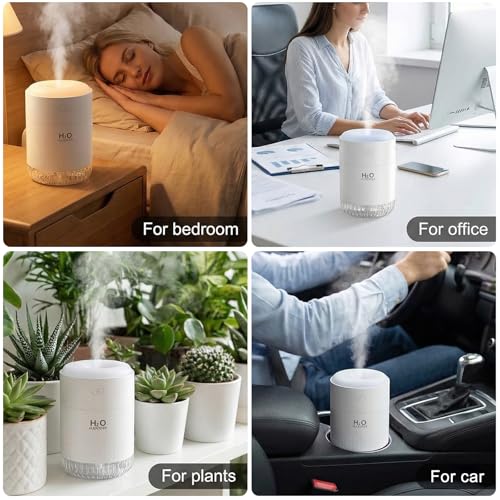 SZO Plant Humidifier Indoor, 500ml White with Colorful Lights | Small Humidifiers for Plants, Travel, Bedroom, Office Desktop, Baby Room - color: White2.0