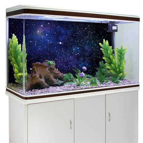 AWERT 72x16 inches Galaxy Aquarium Background Blue Starry Sky Universe Space Fish Tank Background Nebula Stars Terrarium Background - size: 72x16in/180x40cm